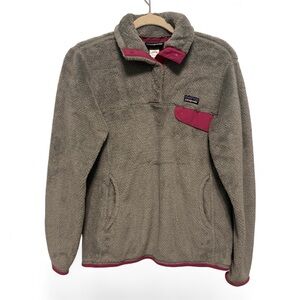 Patagonia Re-Tool Snap-T Fleece Pullover Womens Medium Gray Pink 1/4 Button Soft